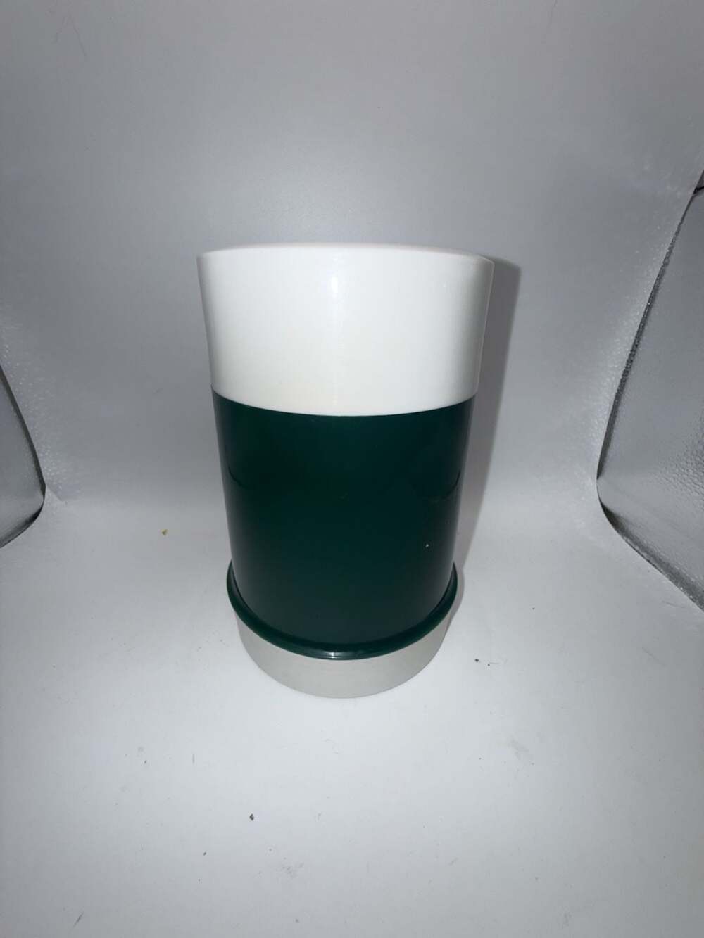 Vintage Thermos 10 oz Food Jar Green and White Filler-70F